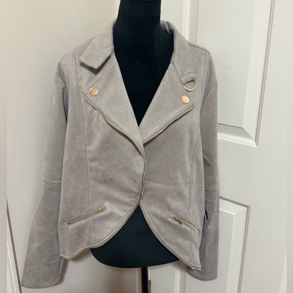 Stylish Light Gray Women's Jacket Size 3X NEW